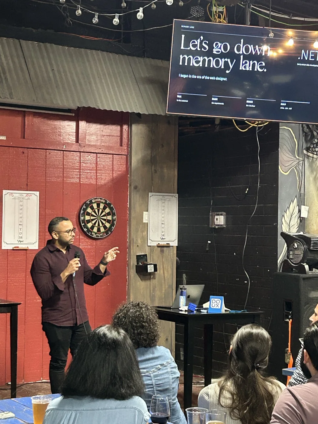 Anardo Cuello speaking about the evolution of product roles at Downtown Orlando UX