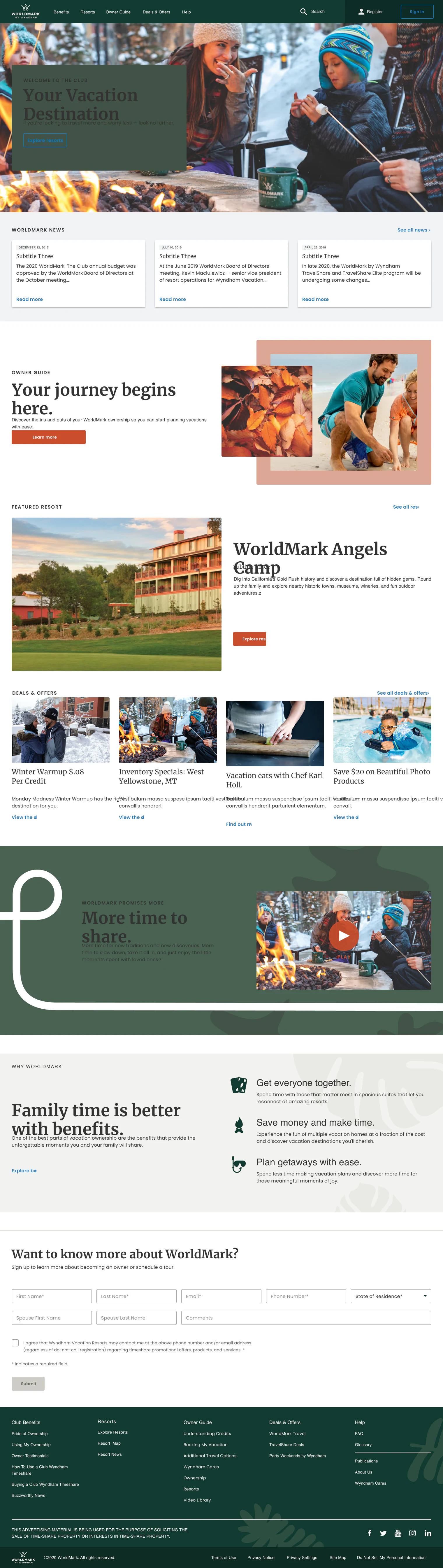 WorldMark marketing homepage