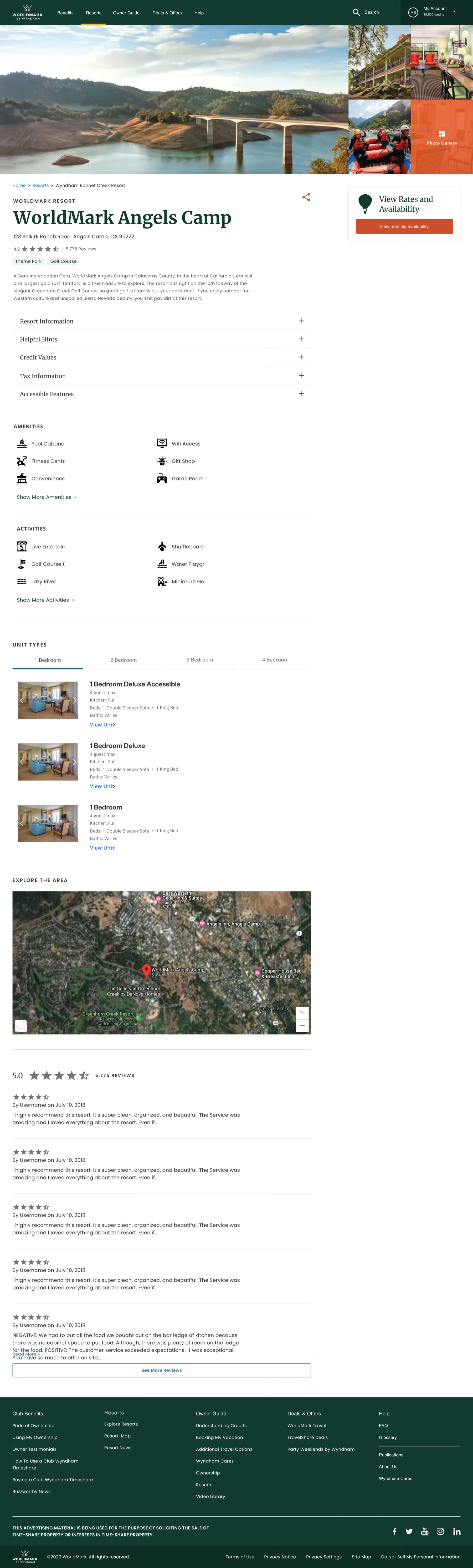 WorldMark resort details page