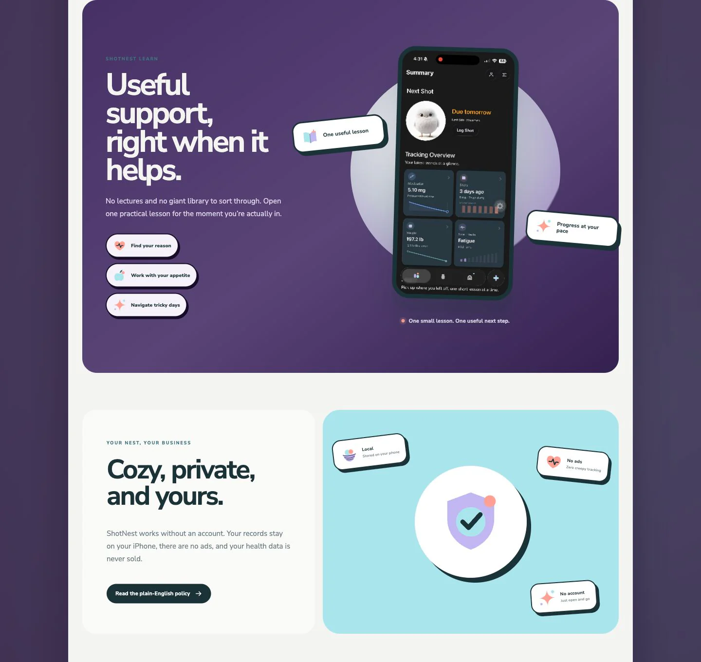 Responsive ShotNest Learn and privacy storytelling